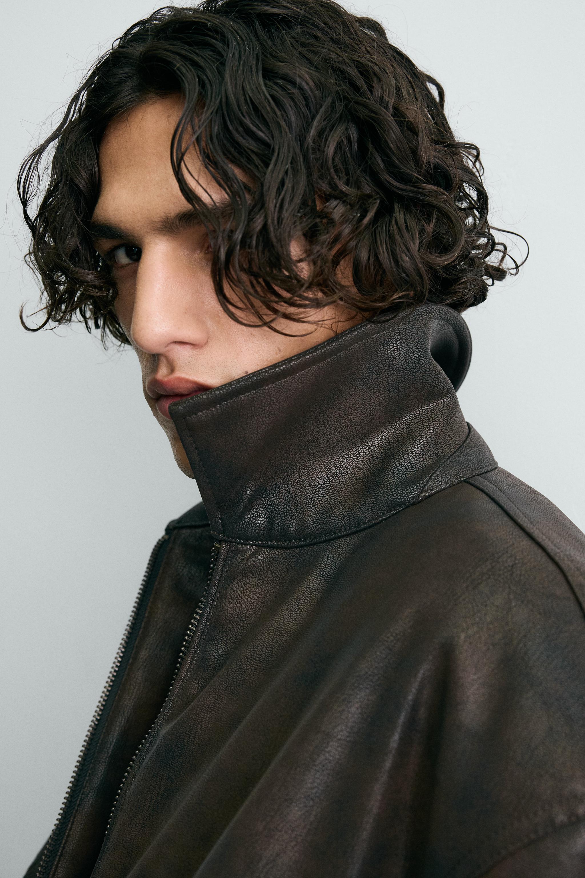 EMBOSSED FAUX LEATHER FORD © BOMBER JACKET